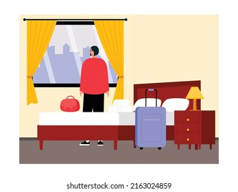 Hotel And Resort Holiday Trip Staycation Vector Art Illustration