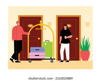 Hotel And Resort Holiday Trip Staycation Vector Art Illustration