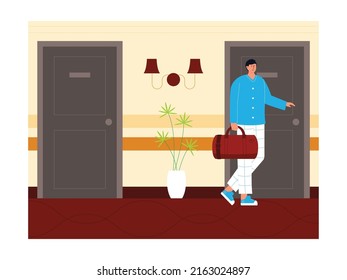 Hotel And Resort Holiday Trip Staycation Vector Art Illustration