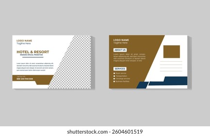 Hotel Resort postcard design template