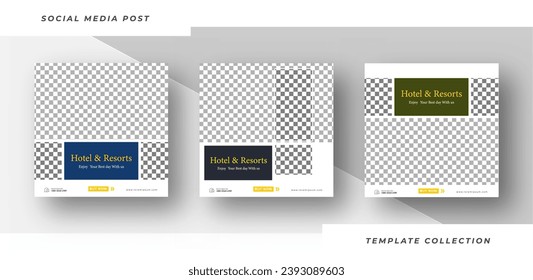 Hotel and resort for sale Social Media Post template design banner