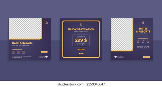 Hotel And Resort Social Media Post Template