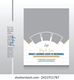 hotel resort and travel flyer or post social media template