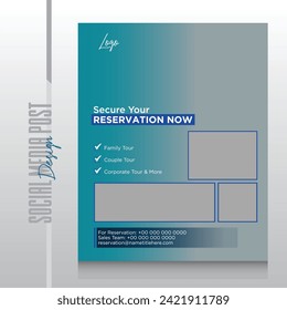hotel resort and travel flyer or post social media template