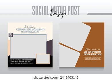 Hotel resort and travel flyer or post social media template