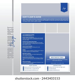 Hotel resort and travel flyer or post social media template