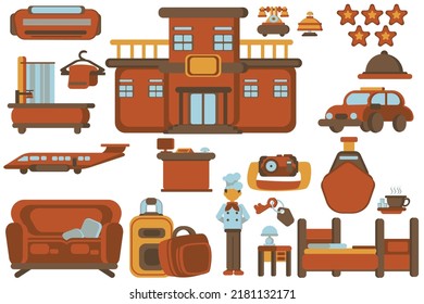 hotel and resort vector element set flat style