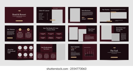 hotel and resorts presentation design template, travel and resorts powerpoint slides presentation layout