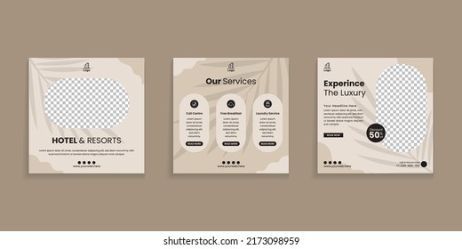 Hotel And Resorts Social Media Post Template