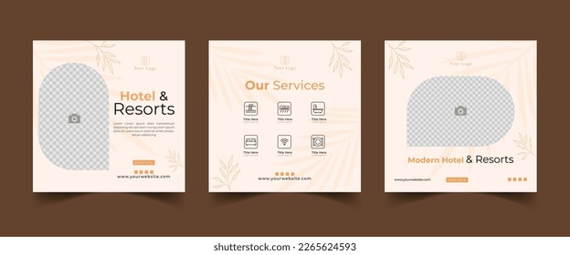 hotel and resorts social media post template  