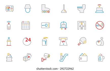 
Hotel and Restaurant Colored Outline Vector Icons 3
