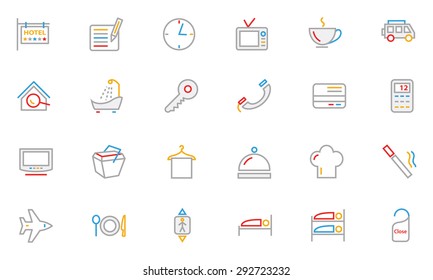 
Hotel and Restaurant Colored Outline Vector Icons 1
