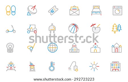 
Hotel and Restaurant Colored Outline Vector Icons 6
