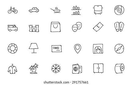 Hotel and Restaurant Doodle Icons