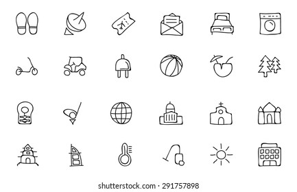 Hotel and Restaurant Doodle Icons