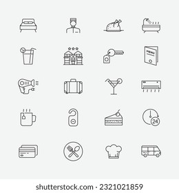 Hotel and restaurant Icon Set Collection, Simple Editable Design, Simple illustration elements.