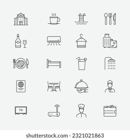 Hotel and restaurant Icon Set Collection, Simple Editable Design, Simple illustration elements.