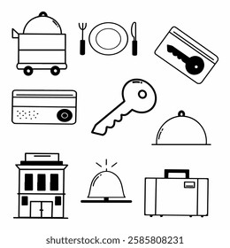 hotel and restaurant icons set