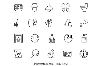 Hotel and Restaurant Line Icons 3