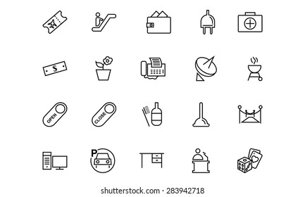 Hotel and Restaurant Line Icons 4