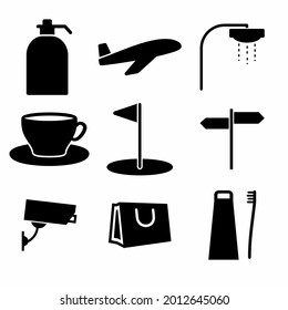 Hotel and Restaurant Set Icon Part 1 - Black Style.layout style.Vector Graphic Illustration.icon for website design