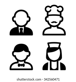 Hotel and Restaurant Staff Icons Set. Vector