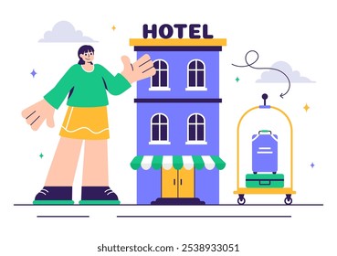Hotel Reviews Vector Illustration featuring Rating Services, User Satisfaction, and Customer Experiences in a Flat Style Cartoon Background
