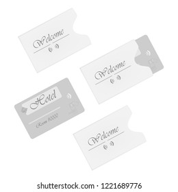 Hotel RFID Key Card With Card Sleeve Holders Isolated On White Background. Paper Envelope. Vector Template.