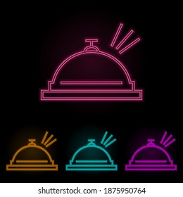 conjunto de neón color del anillo del hotel. Línea delgada simple, vector de contorno de iconos web para ui y ux, sitio web o aplicación móvil