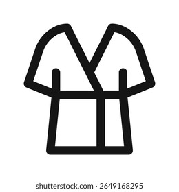 Hotel robe UI icon, hotel bathrobe simple line user interface vector symbol with editable stroke