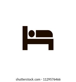Hotel Room, Bed Icon. flat design