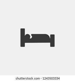 Hotel Room Bed Modern Simple Vector Icon