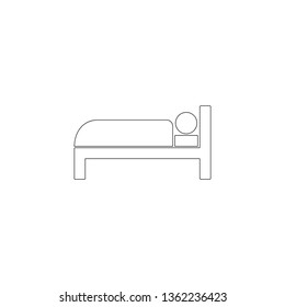 Hotel Room, Bed. simple flat vector icon illustration. outline line symbol - editable stroke