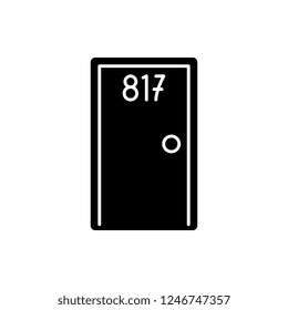 Hotel room black icon, vector sign on isolated background. Hotel room concept symbol, illustration 