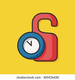 hotel room card and clock color line icon