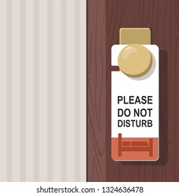 La habitación del hotel con la señal de NO DISTURB en la puerta. Ilustración vectorial