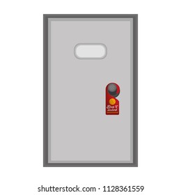 hotel room door with do not disturb tag