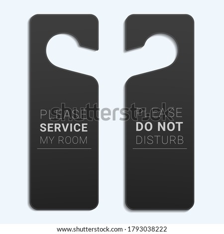 Hotel room door hanger. Do not disturb label.