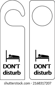 Hotel room door hanger.Vector modern do not disturb icons set on sample background