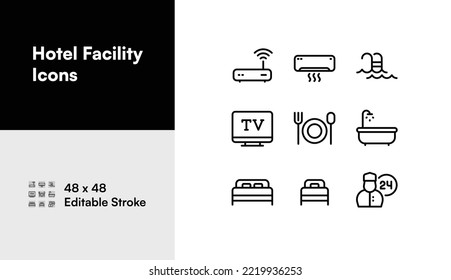 Hotel Room Facility Icon Set
