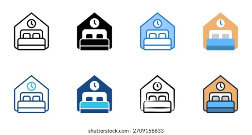 Hotel room icon set multiple style vector collection. Editable Stroke 
