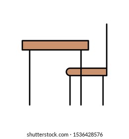 Hotel Room Interior Decor Concept, Study work Office Chair and Table vector icon design