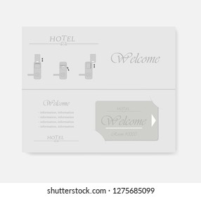 Hotel room key card holder. Keycard half fold booklet with slots. Vector template.