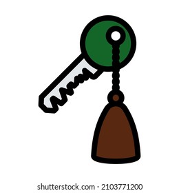 Hotel Room Key Icon. Editable Bold Outline With Color Fill Design. Vector Illustration.