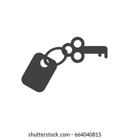 Hotel room key icon, filled flat sign, solid glyph pictogram, vector illustration