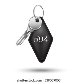 Hotel Room Key With Number Realistic On White Background Vector Illustration