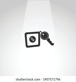 hotel room key vector icon, hotel key simple isolated icon