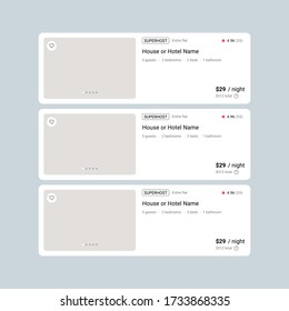 
Hotel Room List Card Component User Interface Design UI Vector