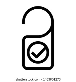 Hotel room privacy flat vector line icon