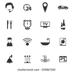 hotel room serices vector icons for user interface design